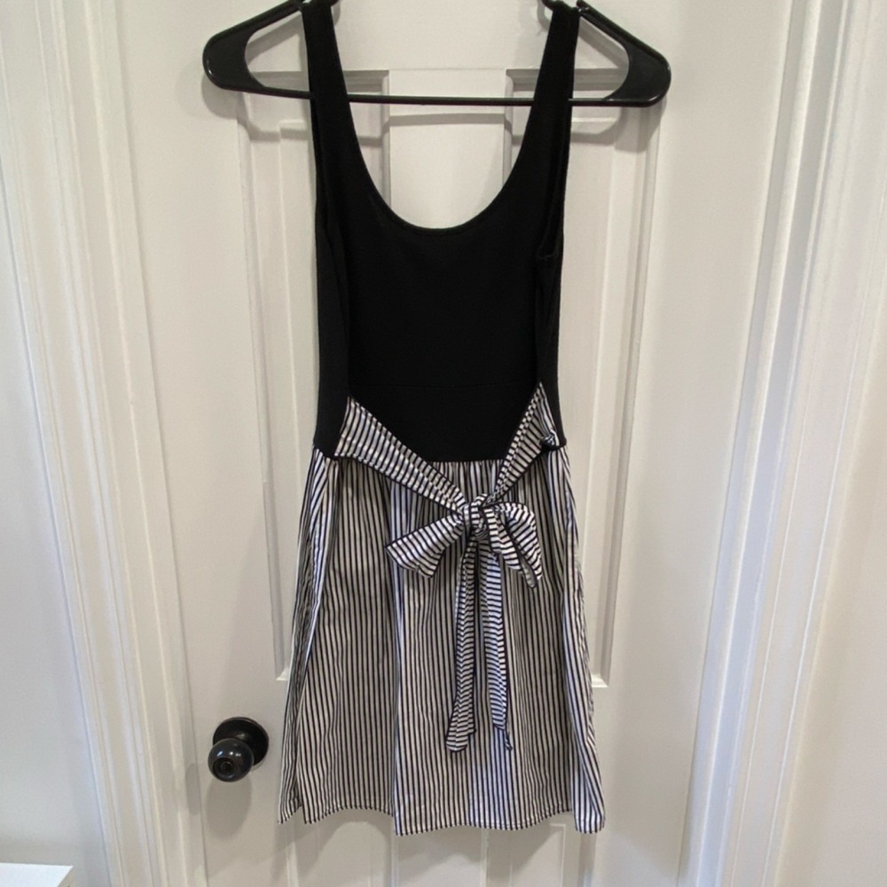 City Triangles Dress Fit Flare Striped Black White Whimsigoth Romantic Junior 3